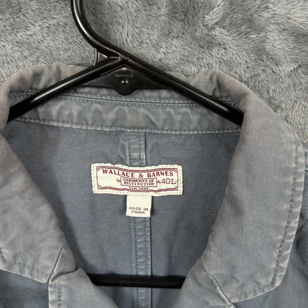 Wallace & Barnes Chore Jacket Mens 40L Gray Blue Cotton Twill Workwear Blazer